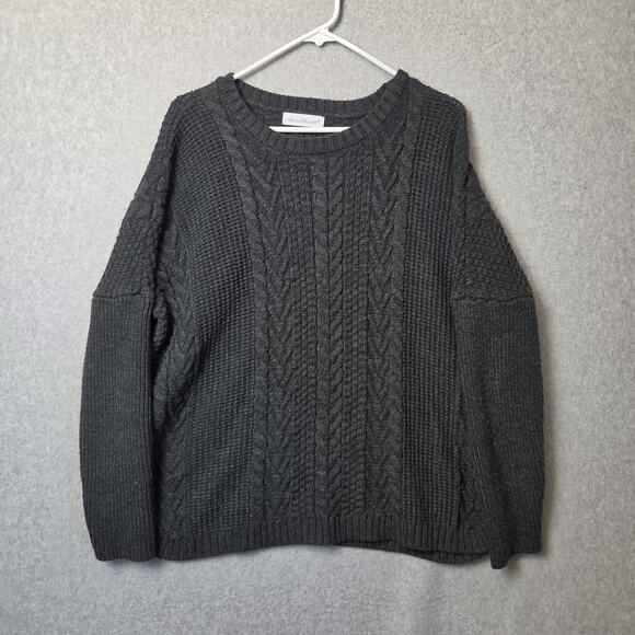 Karen Hart Sweaters - Karen Hart Charcoal Gray Cable Knit LS Drop Shoulder Sweater Women's Large